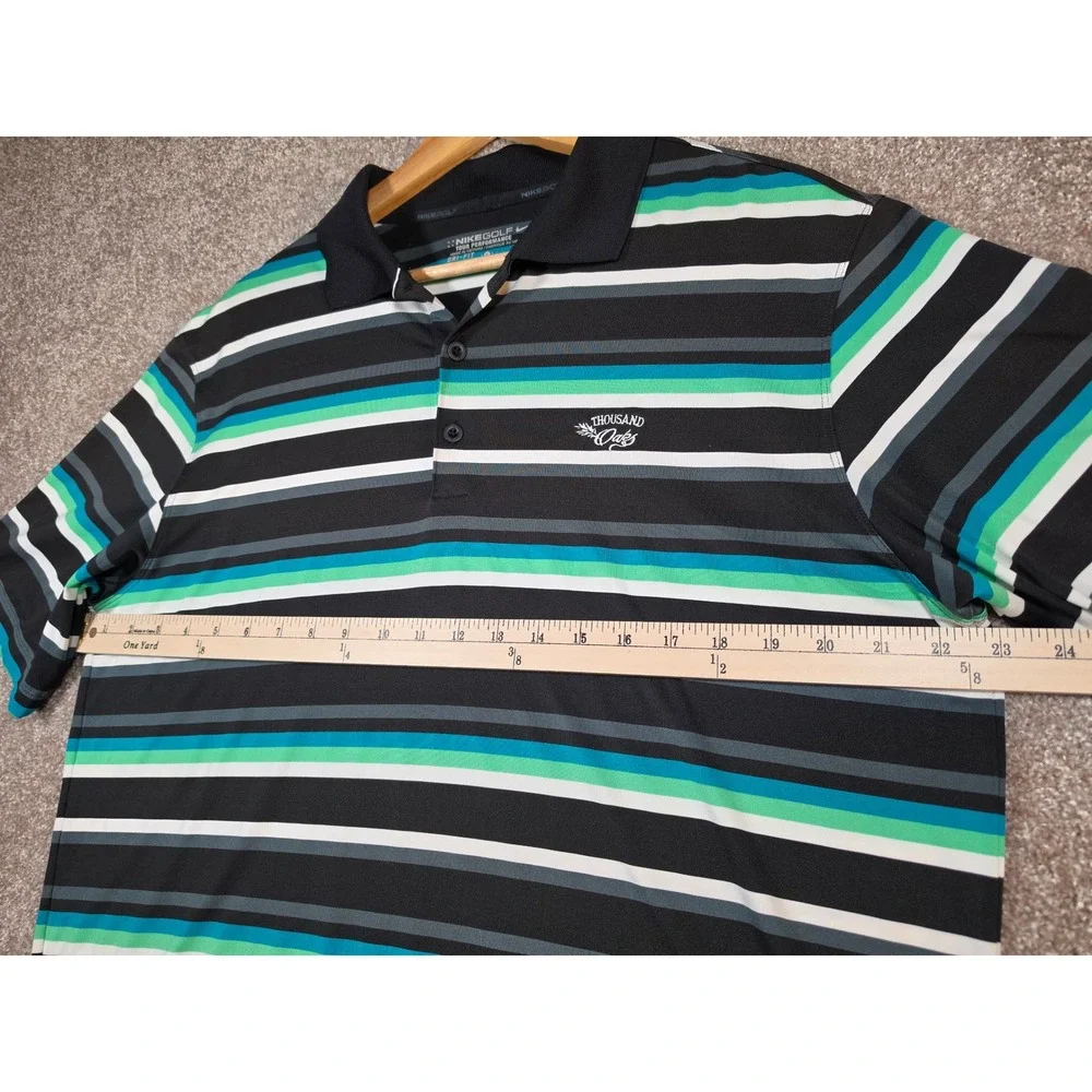 Nike Golf Tour Performance Dri-FIT Polo Shirt Mens Large Striped Thousand Oaks